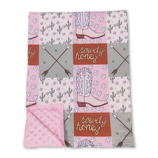 Pink Western Minky Blanket